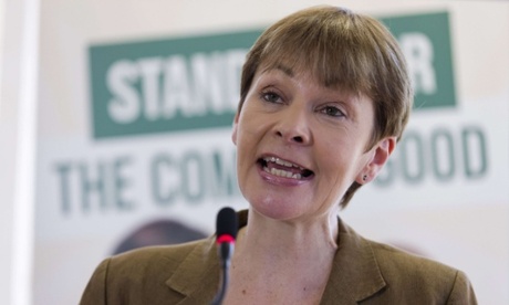Caroline Lucas at the Green party manifesto launch  on 14 April.