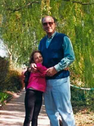 Moya and her father on holiday in France in 1995, when Moya was nine.