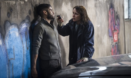 Line Of Duty: Detective Inspector Lindsay Denton (Keeley Hawes) interviews Detective Sergeant Manish Prasad (Sacha Dawan).