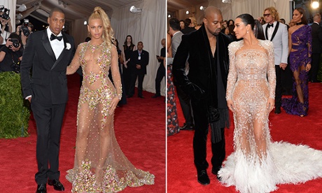 Beyoncé with Jay Z and Kim Kardashian with Kanye West at the Met Ball 2015