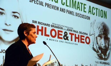 Lucia Grenna speaking at the world premiere of Chloe & Theo