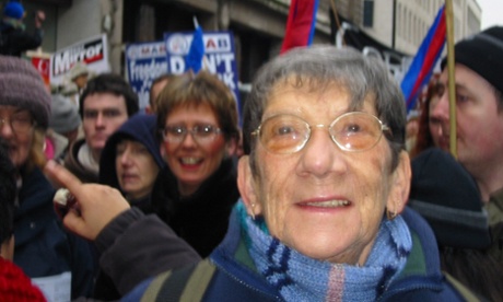 Miriam McLeod marching against the Iraq war in February 2003