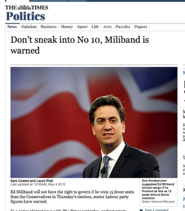 ‘Sneaking into power’: a Times piece on Ed Miliband.