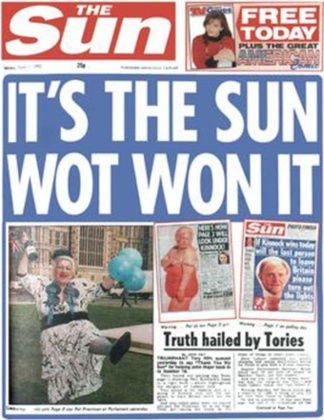 The Sun front page 'It's the Sun wot won it