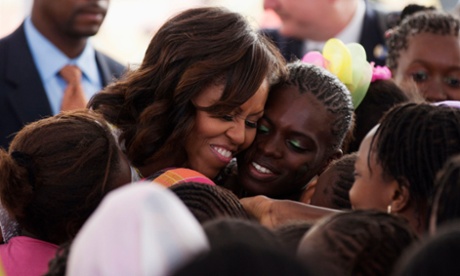 Michelle Obama at the all-girls Martin Luther King middle school in Dakar, Senegal.