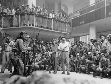 Cuban rebel soldiers in the Habana Hilton foyer, January 1959.