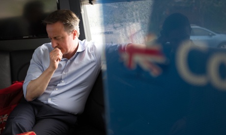 Prime Minister David Cameron travels on the Conservative Party election bus through Cornwall 