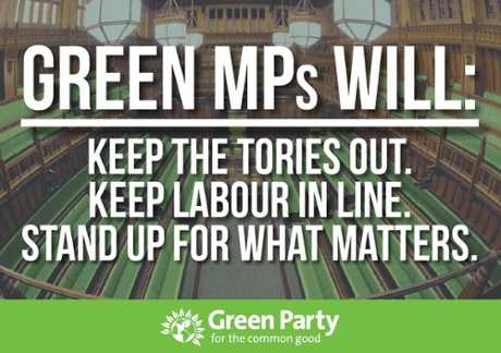 The Green party pledge card.