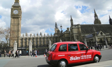 The Sun's ad campaign running on a black cab
