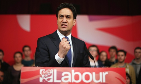 Ed Miliband speaks during a campaign rally at the Muni Theatre  in Colne, Lancashire, on Wednesday. 
