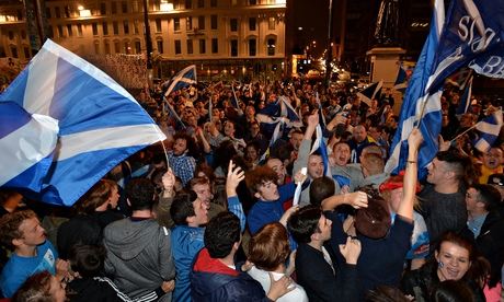 'Yes' supporters awaiting the independence referendum result in September 2014