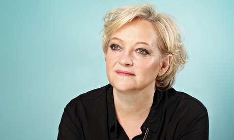 Maria Friedman in a V-neck shirt, smiling