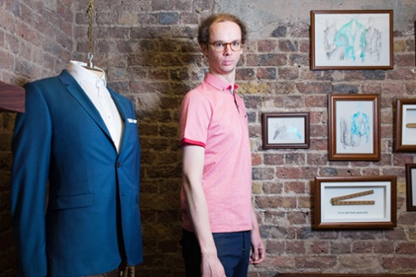 Michael Cragg at Ted Baker, Covent Garden, trying on clothes from their T for Tall collection.