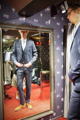 Michael Cragg tries on a suit from the T for Tall collection.