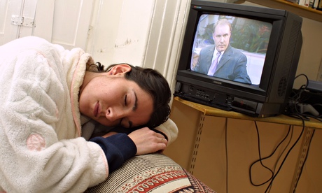 Sleeping in front of television