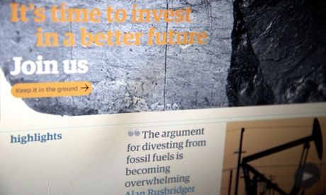 The Guardian website headlines on the day it launched its campaign to divest from fossil fuels less than two months ago. 