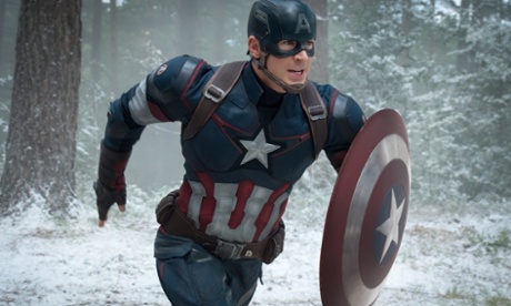 Chris Evans as Captain America in the new Avengers film.
