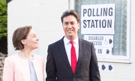 Labour's Ed Miliband with his wife, Justine, after casting their vote in Doncaster.