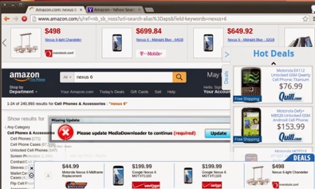 Google's example of a website affected by ad injection.