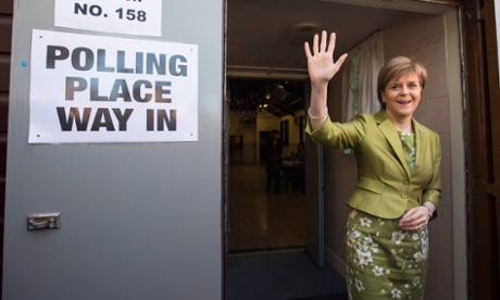Nicola Sturgeon after casting her vote on 7 May 2015.