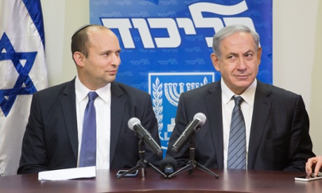 Binyamin Netanyahu (right) and his coalition partner Naftali Bennett.