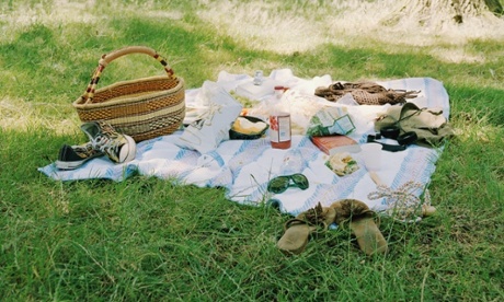 Picnic on grass near trees
