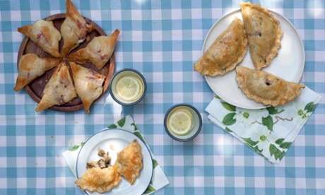 Perfect for picnics or eating on the hoof: Ruby Tandoh's aubergine pasties and cheesecake slices.