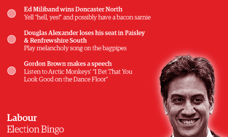 Labour election bingo card