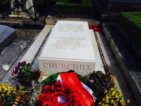 Churchill’s grave in Bladon, Oxfordshire.