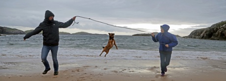 Sophie, Wilf and Maddy having fun at Sheigra Beach.