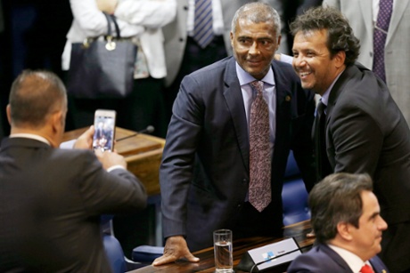 Brazilian senator Romário poses for a picture during the inauguration session in the plenary of the Brazilian Federal Senate in Brasília earlier this year.