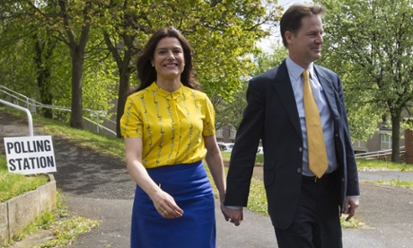 Liberal Democrat leader Nick Clegg and his wife Miriam Gonzalez Durantez arrive to vote at the Hall Park Centre in Sheffield, 