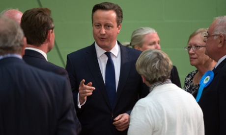 Prime Minister David Cameron arrives at at the Windrush Leisure Centre in Witney, Oxfordshire, to see the count of his constituency.