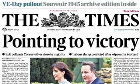 The Times hails David Cameron's likely general election victory