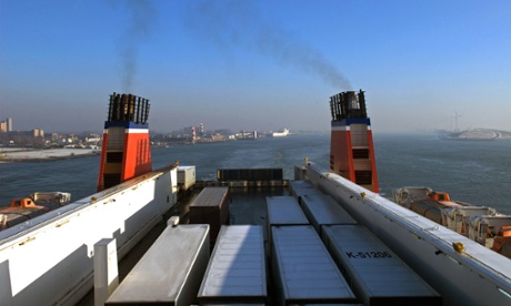 Stena Line cargo ferry leaving Hook of Holland bound for UK