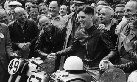 Geoff Duke is congratulated by wellwishers on his victory in the Isle of Man TT race in 1950