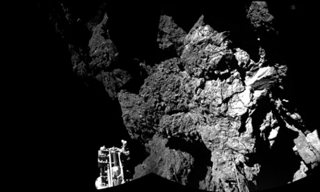 Rosetta’s lander, Philae, went into hibernation after touching down in the shadow of a cliff. Until mid-August it is possible that exposure to sunlight will recharge its batteries.