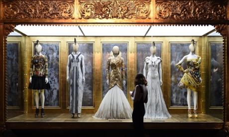 Alexander McQueen designs on display at the Savage Beauty exhibition at the V&A in London.