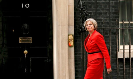 Theresa May arrives at No 10.