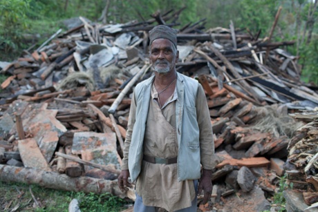 Dambar Bahadur in front of the house he bulit decades ago.