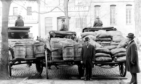 The 1906 Pure Food and Drugs Act mandated the supervised destruction of goods that violated the law – like moldy raisins in this 1912 photo headed for annihilation and guarded by US Marshals.