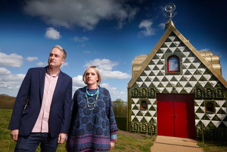 ‘We were concerned that it wasn’t pure fairytale’: Charles Holland of architects FAT with Grayson Perry as Julie outside A House for Essex.