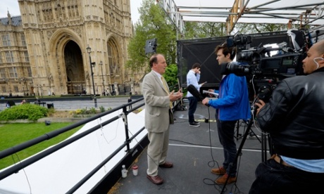 Simon Hughes talks to the press.