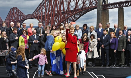 Nicola Sturgeon with her 56 newly elected members of parliament.