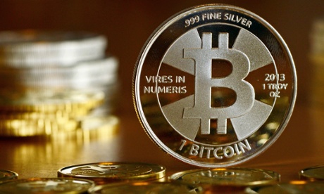 A silver physical bitcoin on sale in Berlin.