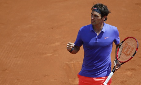 A little fist pump from Roger Federer signifies he's through to the next round.