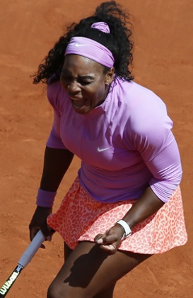 Serena Williams celebrates against Sloane Stephens.