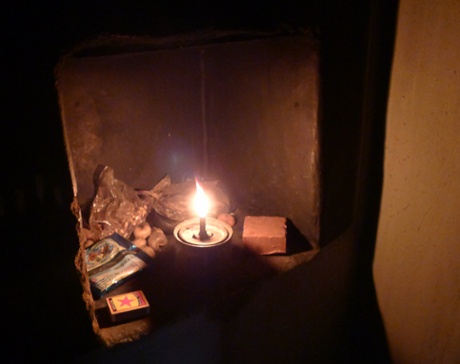 Kerosene lamp in a Poraja home