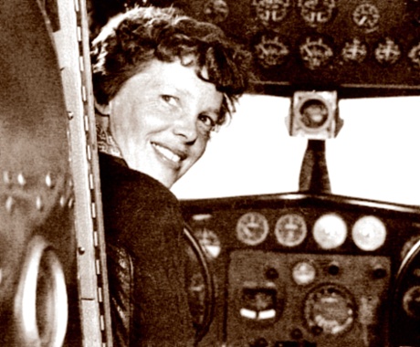 Amelia Earhart in the cockpit.