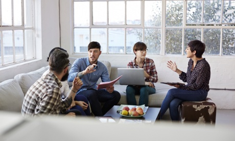 Creative coworkers having casual meeting